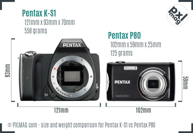 Pentax K-S1 vs Pentax P80 size comparison