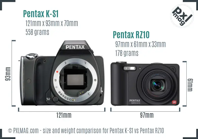 Pentax K-S1 vs Pentax RZ10 size comparison