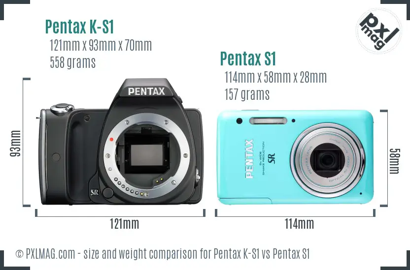 Pentax K-S1 vs Pentax S1 size comparison