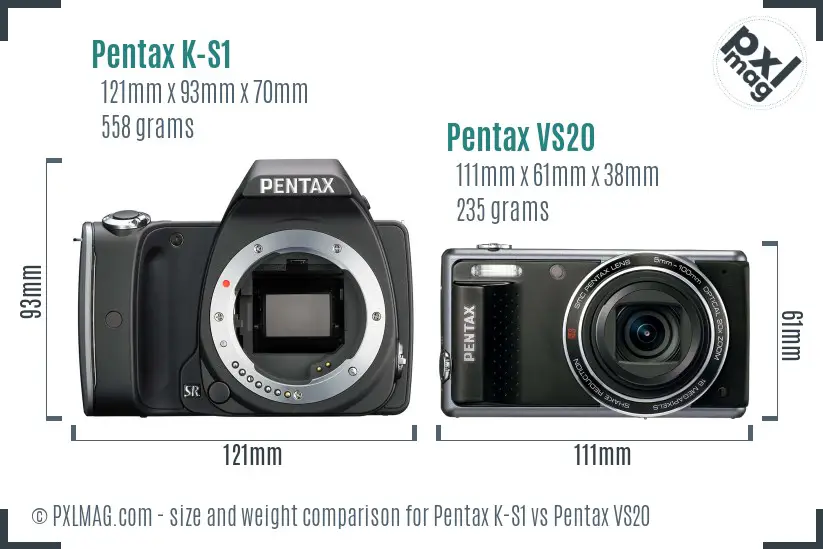Pentax K-S1 vs Pentax VS20 size comparison