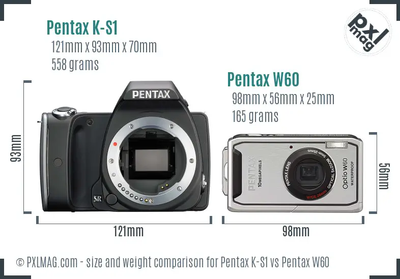 Pentax K-S1 vs Pentax W60 size comparison
