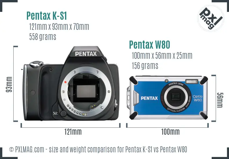 Pentax K-S1 vs Pentax W80 size comparison