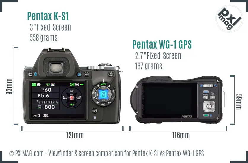 Pentax K-S1 vs Pentax WG-1 GPS Screen and Viewfinder comparison