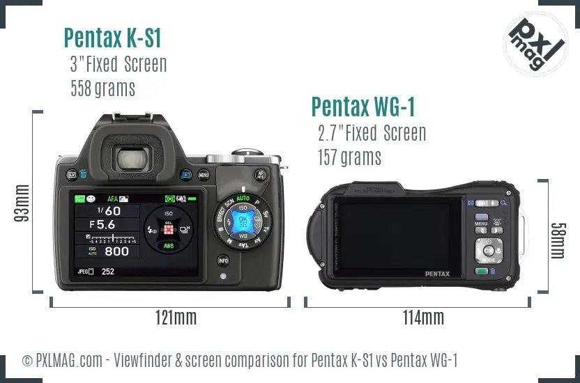 Pentax K-S1 vs Pentax WG-1 Screen and Viewfinder comparison