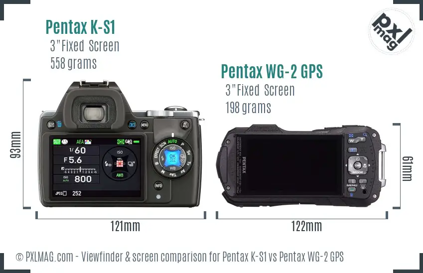 Pentax K-S1 vs Pentax WG-2 GPS Screen and Viewfinder comparison