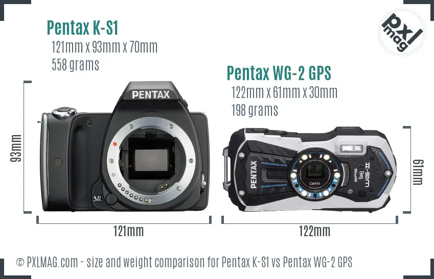 Pentax K-S1 vs Pentax WG-2 GPS size comparison
