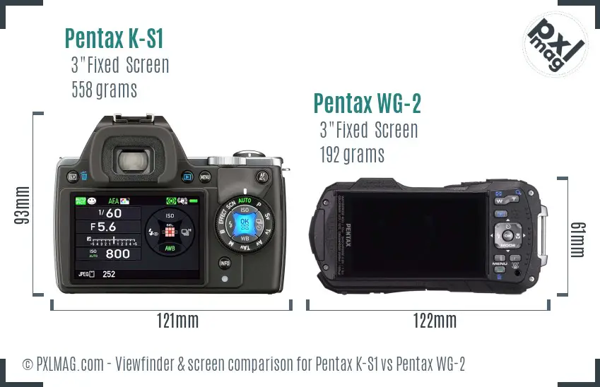 Pentax K-S1 vs Pentax WG-2 Screen and Viewfinder comparison