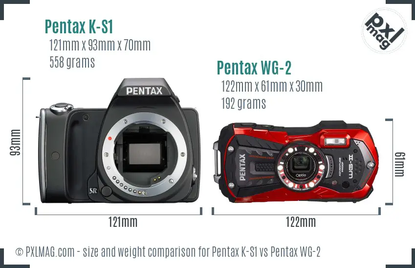 Pentax K-S1 vs Pentax WG-2 size comparison