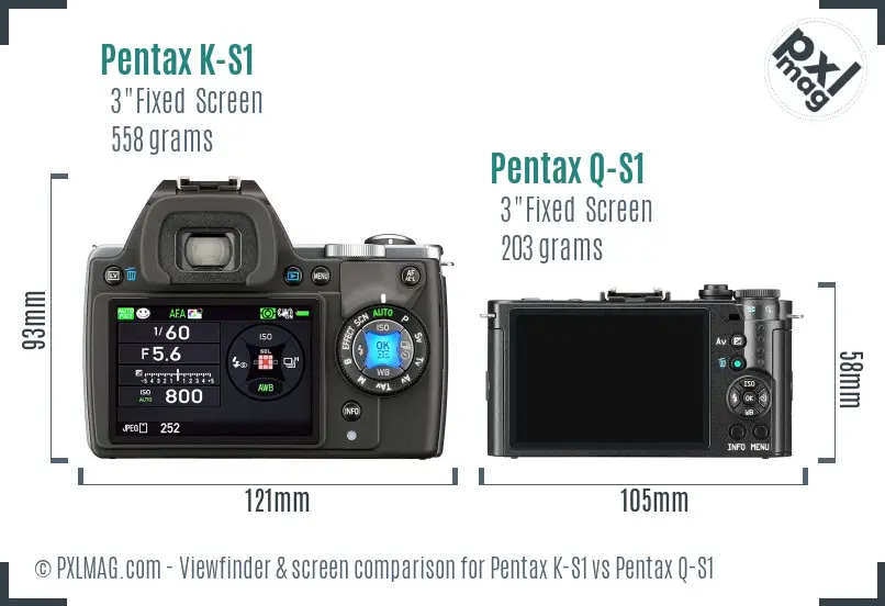 Pentax K-S1 vs Pentax Q-S1 Screen and Viewfinder comparison