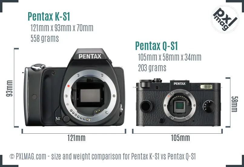 Pentax K-S1 vs Pentax Q-S1 size comparison