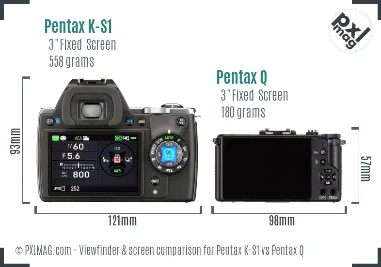 Pentax K-S1 vs Pentax Q Screen and Viewfinder comparison