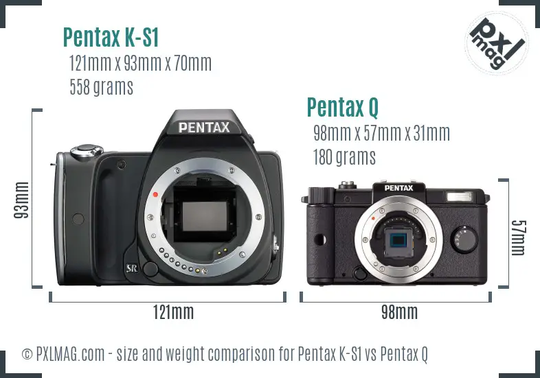 Pentax K-S1 vs Pentax Q size comparison