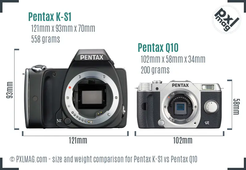 Pentax K-S1 vs Pentax Q10 size comparison