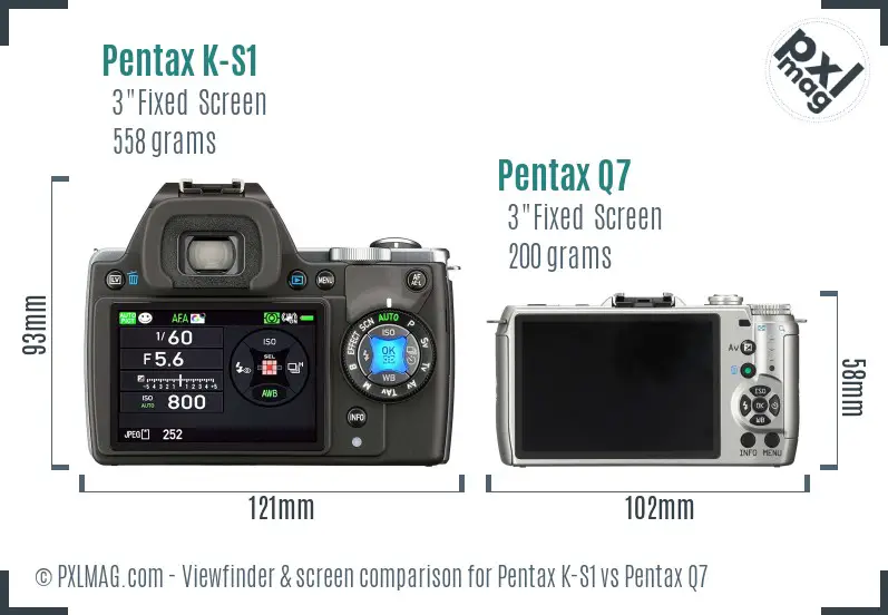 Pentax K-S1 vs Pentax Q7 Screen and Viewfinder comparison