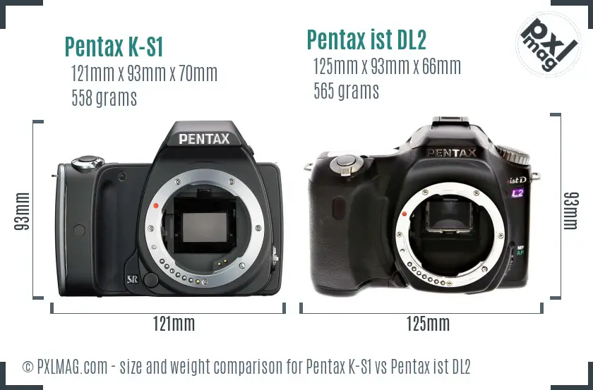 Pentax K-S1 vs Pentax ist DL2 size comparison