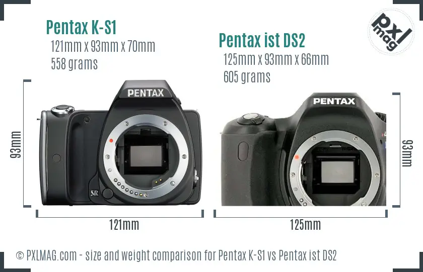 Pentax K-S1 vs Pentax ist DS2 size comparison