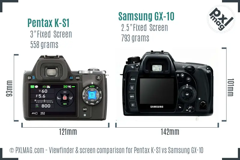 Pentax K-S1 vs Samsung GX-10 Screen and Viewfinder comparison