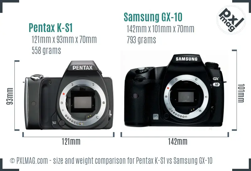 Pentax K-S1 vs Samsung GX-10 size comparison