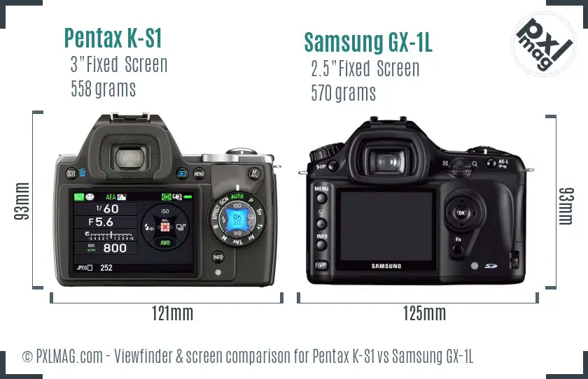 Pentax K-S1 vs Samsung GX-1L Screen and Viewfinder comparison
