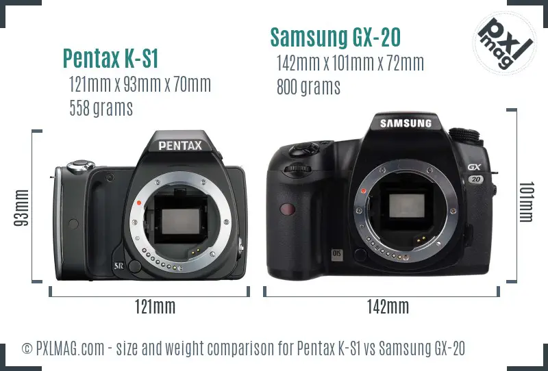 Pentax K-S1 vs Samsung GX-20 size comparison