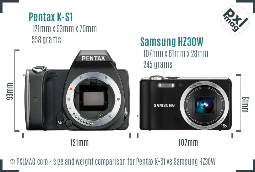 Pentax K-S1 vs Samsung HZ30W size comparison