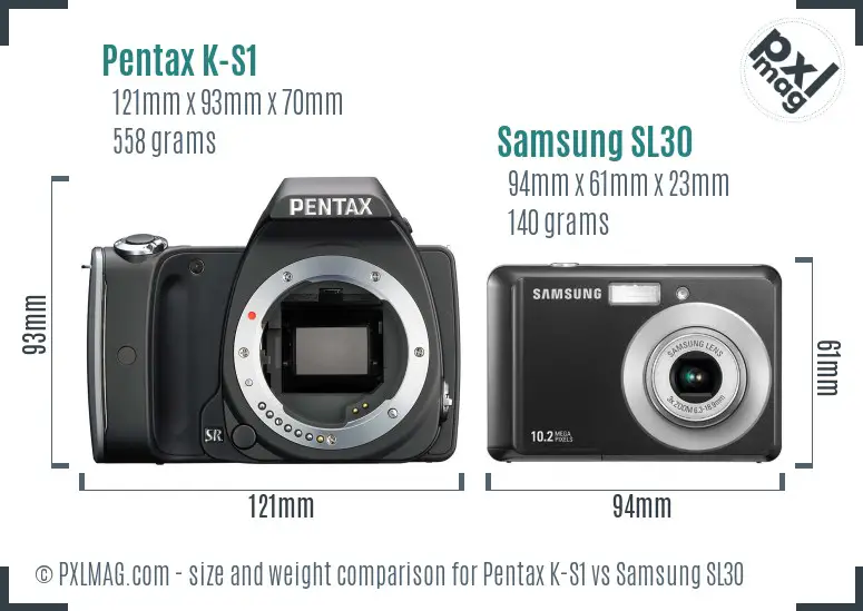 Pentax K-S1 vs Samsung SL30 size comparison