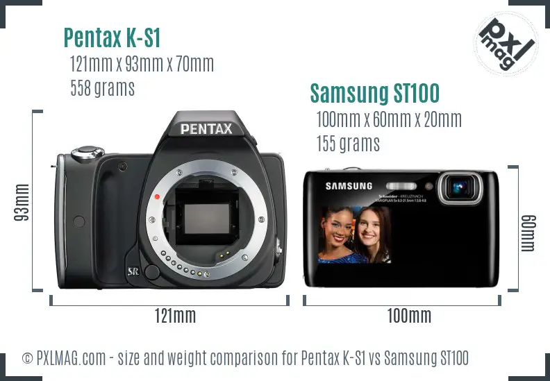 Pentax K-S1 vs Samsung ST100 size comparison
