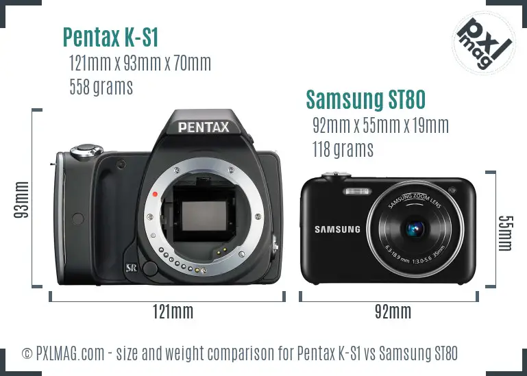 Pentax K-S1 vs Samsung ST80 size comparison