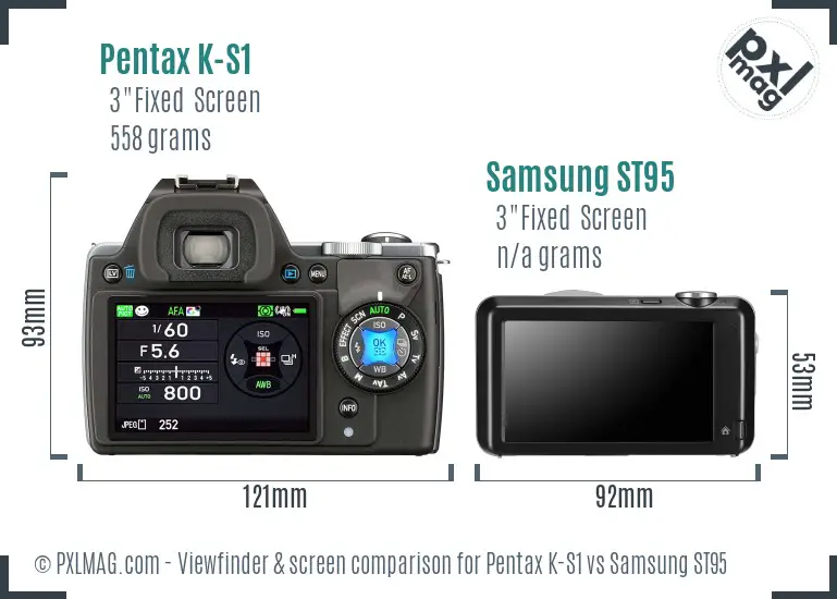 Pentax K-S1 vs Samsung ST95 Screen and Viewfinder comparison