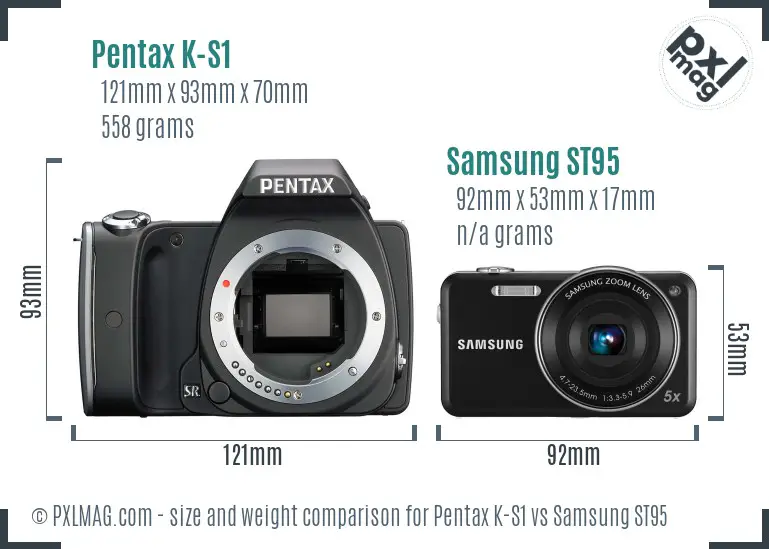 Pentax K-S1 vs Samsung ST95 size comparison