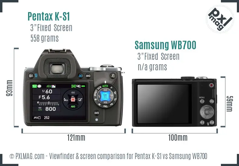 Pentax K-S1 vs Samsung WB700 Screen and Viewfinder comparison