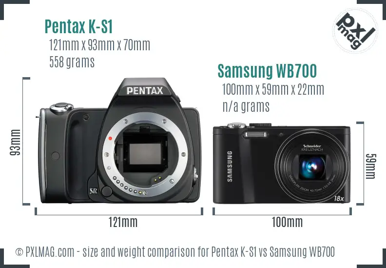 Pentax K-S1 vs Samsung WB700 size comparison