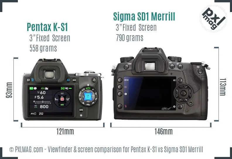 Pentax K-S1 vs Sigma SD1 Merrill Screen and Viewfinder comparison