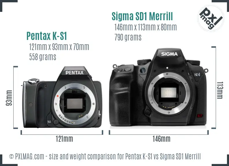Pentax K-S1 vs Sigma SD1 Merrill size comparison