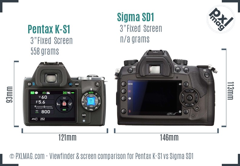 Pentax K-S1 vs Sigma SD1 Screen and Viewfinder comparison