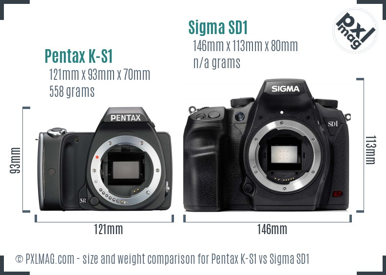 Pentax K-S1 vs Sigma SD1 size comparison