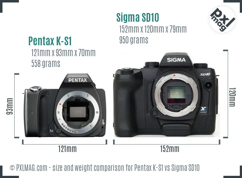 Pentax K-S1 vs Sigma SD10 size comparison