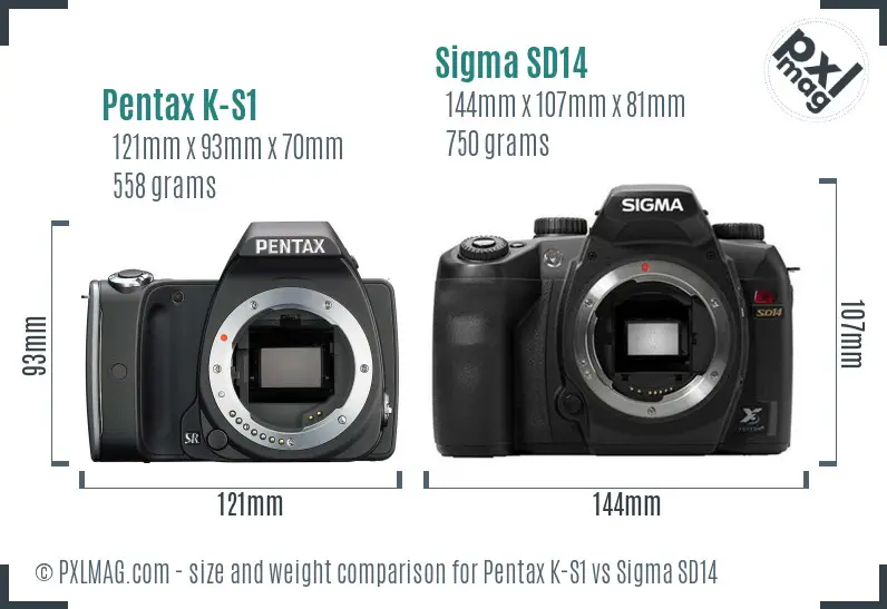 Pentax K-S1 vs Sigma SD14 size comparison