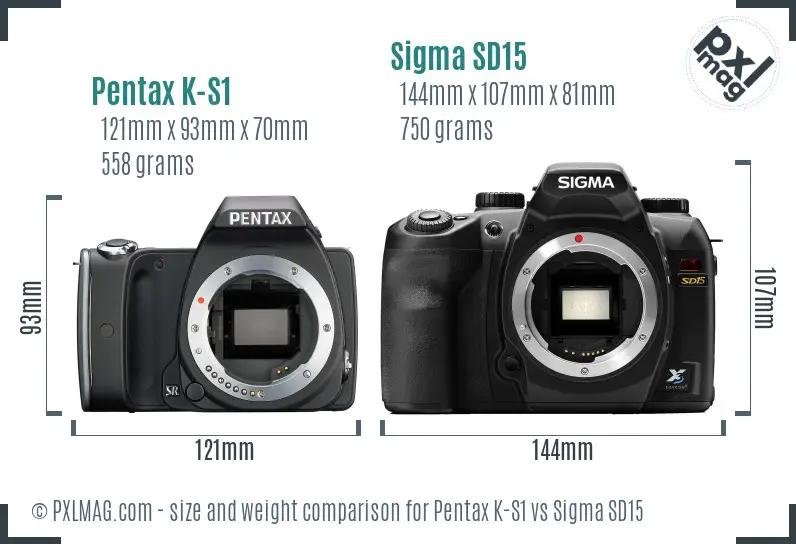 Pentax K-S1 vs Sigma SD15 size comparison