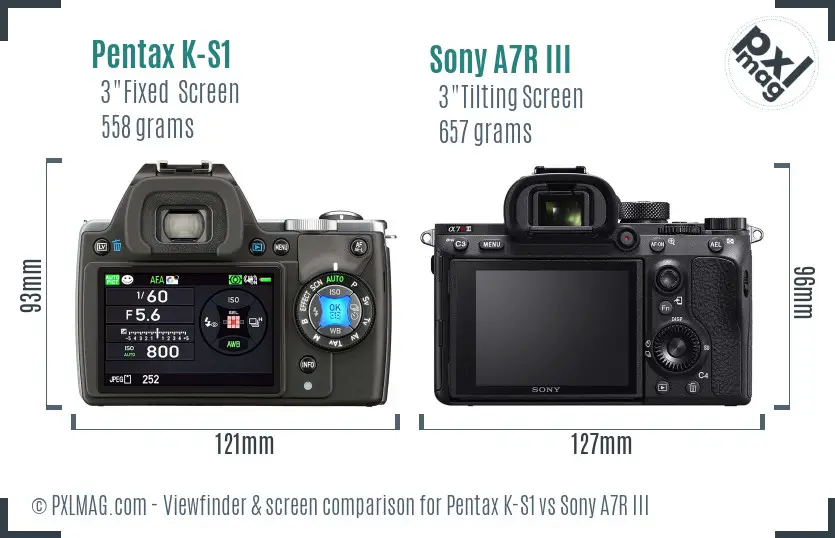 Pentax K-S1 vs Sony A7R III Screen and Viewfinder comparison Pentax K-S1 vs Sony A7R III Screen and Viewfinder comparison