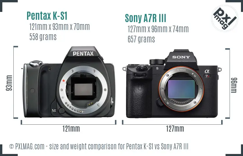 Pentax K-S1 vs Sony A7R III size comparison Pentax K-S1 vs Sony A7R III size comparison