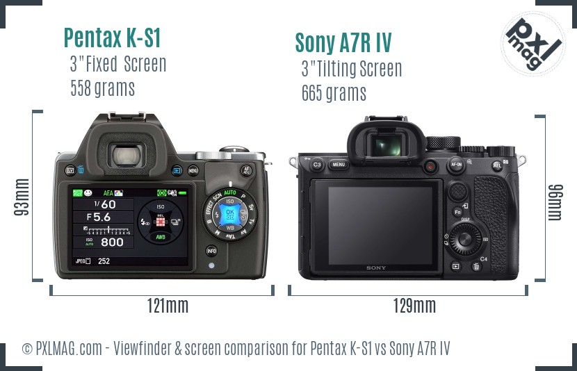 Pentax K-S1 vs Sony A7R IV Screen and Viewfinder comparison