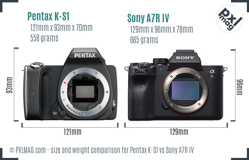 Pentax K-S1 vs Sony A7R IV size comparison
