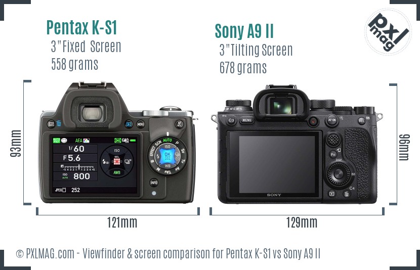 Pentax K-S1 vs Sony A9 II Screen and Viewfinder comparison