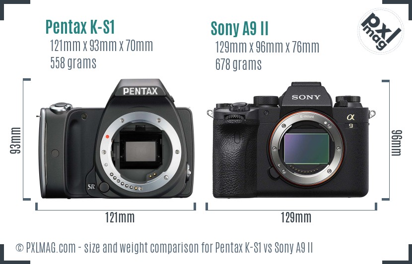 Pentax K-S1 vs Sony A9 II size comparison