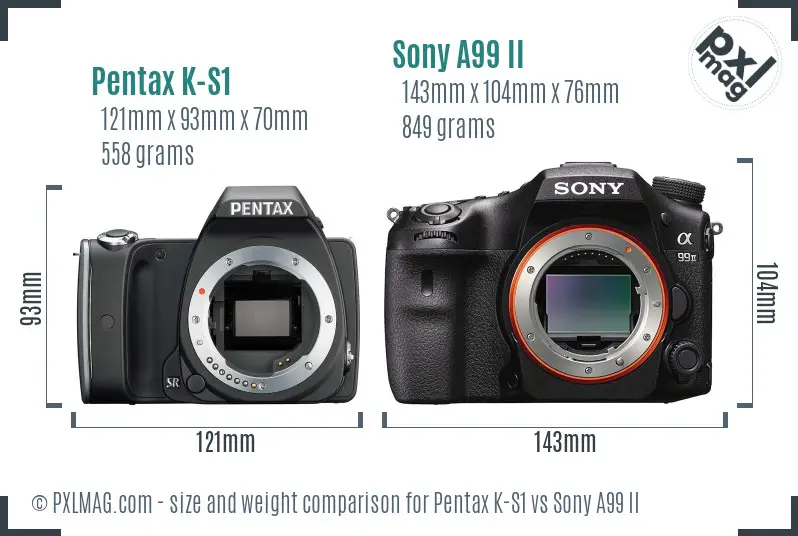 Pentax K-S1 vs Sony A99 II size comparison