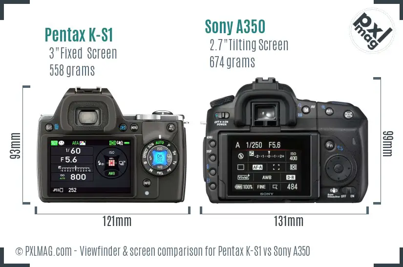 Pentax K-S1 vs Sony A350 Screen and Viewfinder comparison Pentax K-S1 vs Sony A350 Screen and Viewfinder comparison