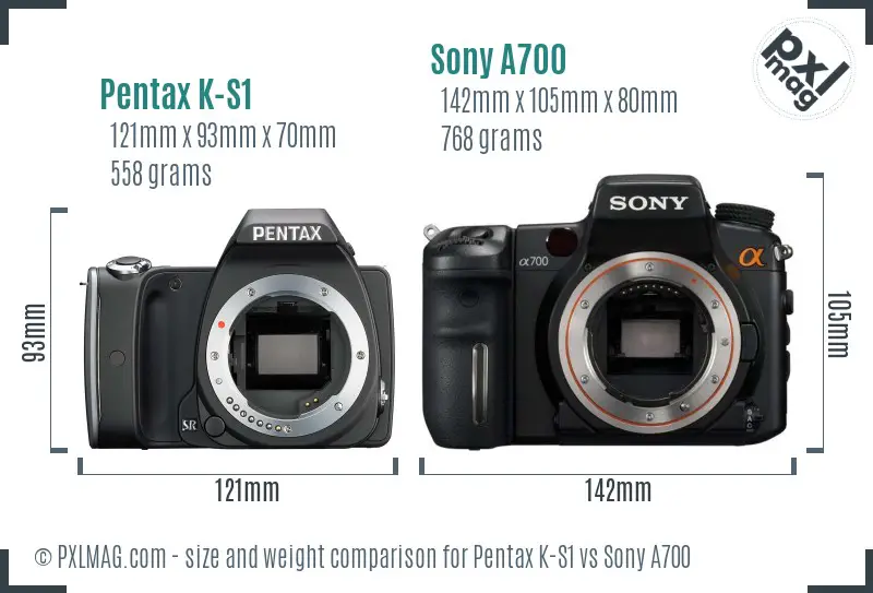 Pentax K-S1 vs Sony A700 size comparison