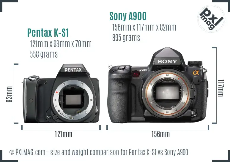 Pentax K-S1 vs Sony A900 size comparison