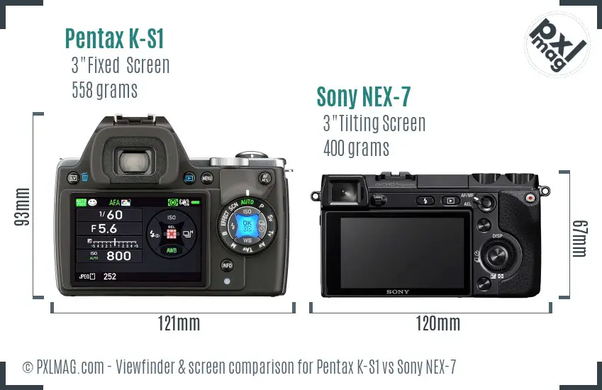 Pentax K-S1 vs Sony NEX-7 Screen and Viewfinder comparison